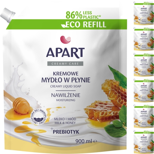 APART Kremowe Pielęgnacyjne mydło w płynie Mleko & Miód- zapas 7 x 900 ml