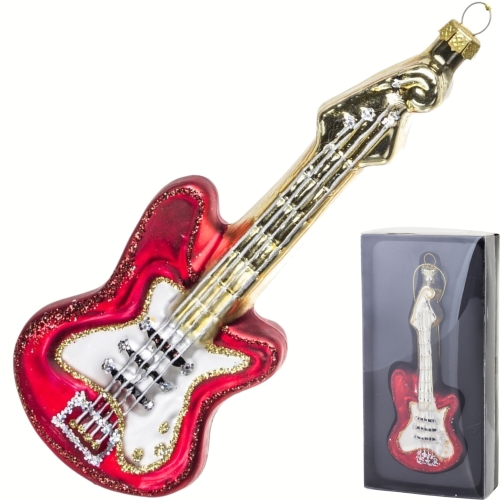 Bombka SZKLANA 15,5 x 5,5 x 2,5 cm Ozdoba choinkowa - CZERWONA GITARA