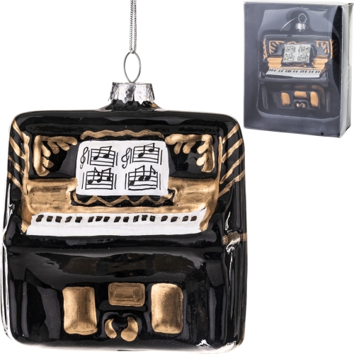 Bombka SZKLANA 10,5 x 8,5 x 4,5 cm Ozdoba choinkowa - PIANINO