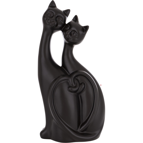 CZARNA Ceramiczna Dekoracyjna Ozdobna Figurka KOTY KOTKI - 30 x 14 x 8 cm