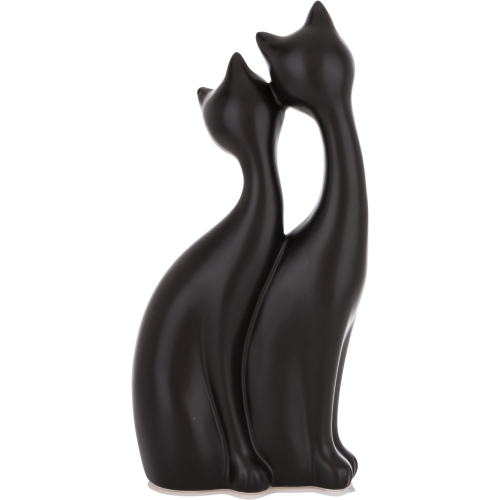 CZARNA Ceramiczna Dekoracyjna Ozdobna Figurka KOTY KOTKI - 30 x 14 x 8 cm