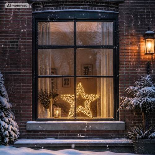 ŚWIECĄCA Gwiazda LED śliczna ozdoba na Boże Narodzenie - 45 x 47 x 6,5 cm