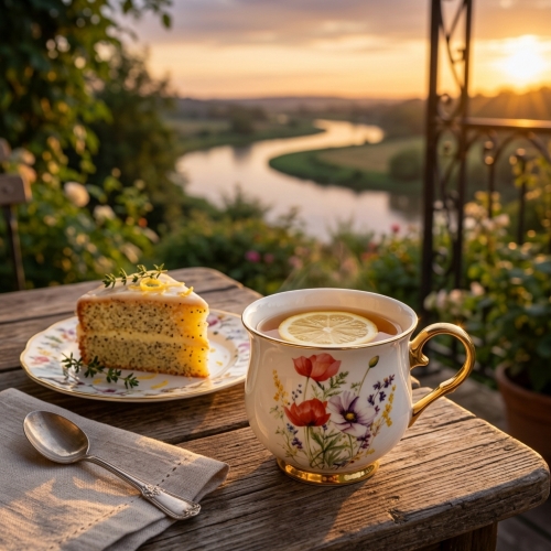 DUŻY Porcelanowy Kubek Filiżanka do KAWY HERBATY 430 ml, 10 x 9 cm - KWIATY