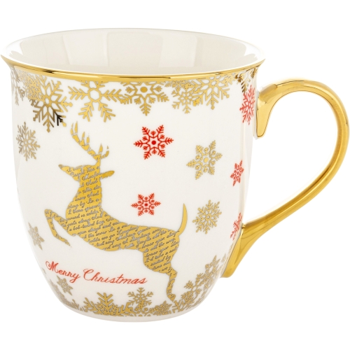 DUŻY Porcelanowy Kubek Filiżanka do KAWY HERBATY 560 ml - MERRY CHRISTMAS