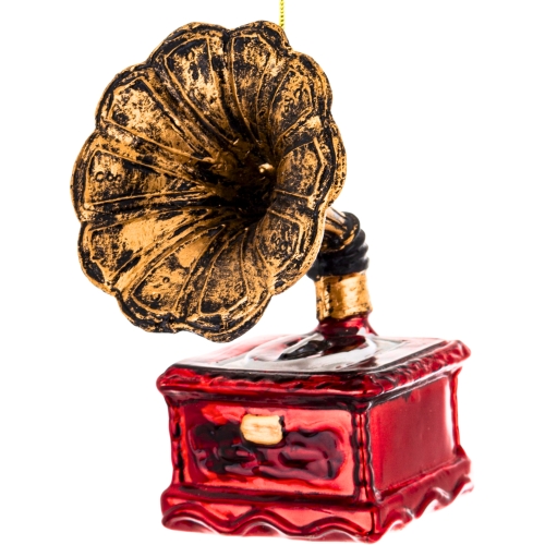 Bombka SZKLANA 10 x 6,5 x 6,5 cm Ozdoba choinkowa - GRAMOFON PATEFON