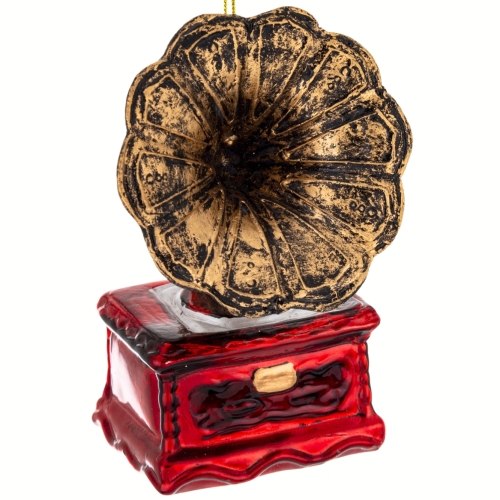 Bombka SZKLANA 10 x 6,5 x 6,5 cm Ozdoba choinkowa - GRAMOFON PATEFON