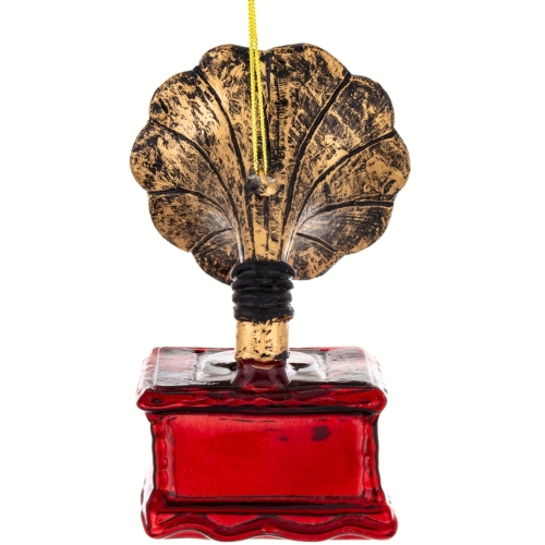 Bombka SZKLANA 10 x 6,5 x 6,5 cm Ozdoba choinkowa - GRAMOFON PATEFON