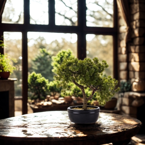 Dekoracyjne DRZEWKO BONSAI Sztuczny kwiat w Doniczce - 31 x 30 x 24 cm