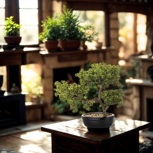 DUŻE Dekoracyjne DRZEWKO BONSAI Sztuczny kwiat w Doniczce - 38 x 45 x 25 cm