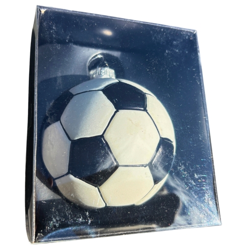 Bombka SZKLANA 9,5 x 8,5 x 8,5 cm Ozdoba choinkowa - PIŁKA NOŻNA