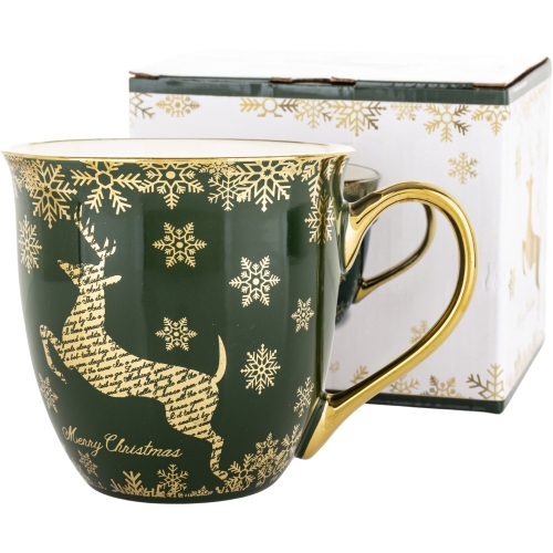 DUŻY Porcelanowy Kubek Filiżanka do KAWY HERBATY 560 ml - MERRY CHRISTMAS