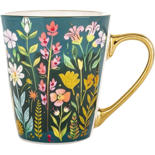 Porcelanowy Kubek Filiżanka do KAWY HERBATY KAKAO 300 ml 9 x 10 cm - KWIATY