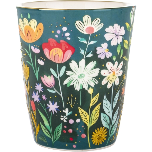 Porcelanowy Kubek Filiżanka do KAWY HERBATY KAKAO 300 ml 9 x 10 cm - KWIATY