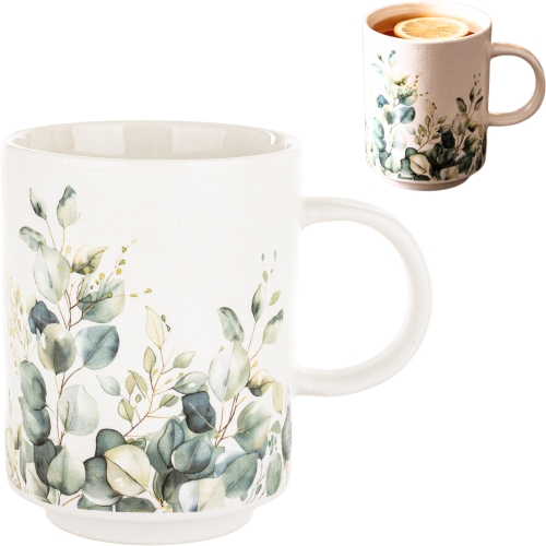 Porcelanowy Kubek Filiżanka do KAWY HERBATY KAKAO 290 ml 10x7,5 cm - KWIATY
