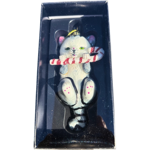 Bombka SZKLANA 12 x 6,5 x 4,5 cm Ozdoba choinkowa - KOT KOTEK