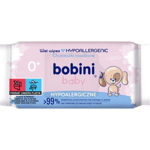 Bobini Baby Chusteczki nawilżane HYPOALERGICZNE dla dzieci 0+ --- 10x60 szt