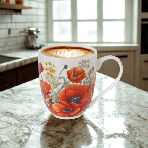 Duży PORCELANOWY Kubek XXL 1000 ml do KAWY HERBATY - Flower Classic MAKI