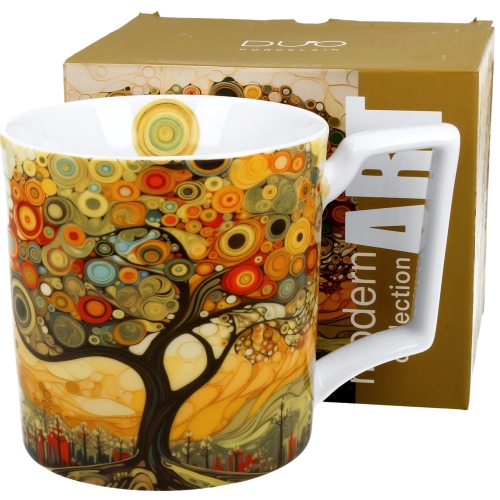 Duży PORCELANOWY Kubek XXL 750 ml do KAWY HERBATY - MODERN TREE