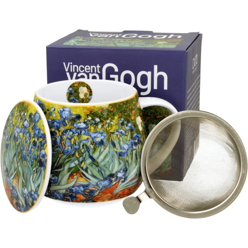 Kubek baryłka 430 ml z Zaparzaczem do HERBATY ZIÓŁ - IRISES by Van Gogh