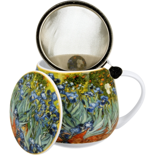 Kubek baryłka 430 ml z Zaparzaczem do HERBATY ZIÓŁ - IRISES by Van Gogh