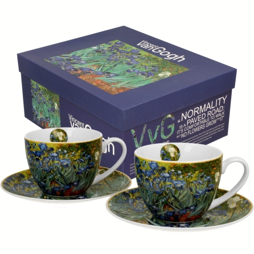 DWIE Porcelanowe Filiżanki 250 ml do KAWY HERBATY - IRISES by Van Gogh