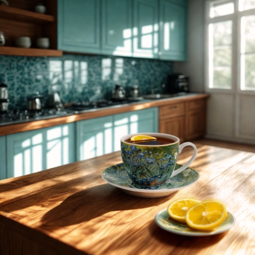 DWIE Porcelanowe Filiżanki 250 ml do KAWY HERBATY - IRISES by Van Gogh