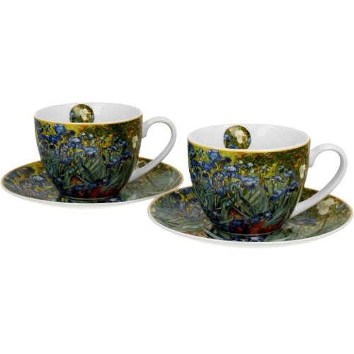 DWIE Porcelanowe Filiżanki 250 ml do KAWY HERBATY - IRISES by Van Gogh