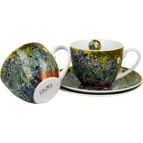 DWIE Porcelanowe Filiżanki 250 ml do KAWY HERBATY - IRISES by Van Gogh