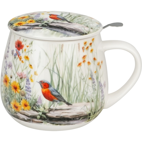 Kubek baryłka 430 ml z Zaparzaczem do HERBATY ZIÓŁ - Flower Classic JULY