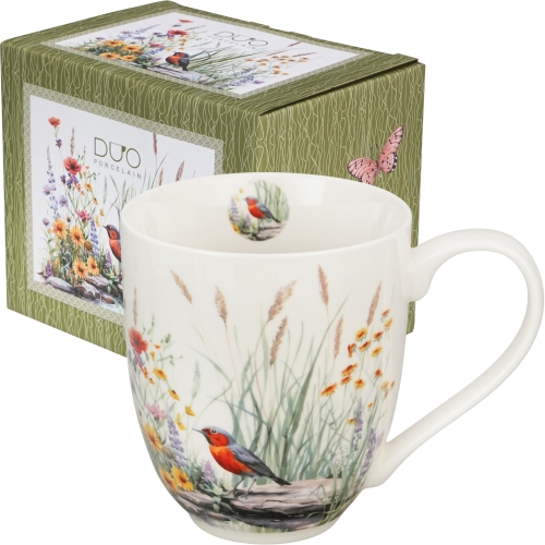 Duży PORCELANOWY Kubek XXL 1000 ml do KAWY HERBATY - Flower Classic JULY