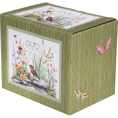 Duży PORCELANOWY Kubek XXL 1000 ml do KAWY HERBATY - Flower Classic JULY