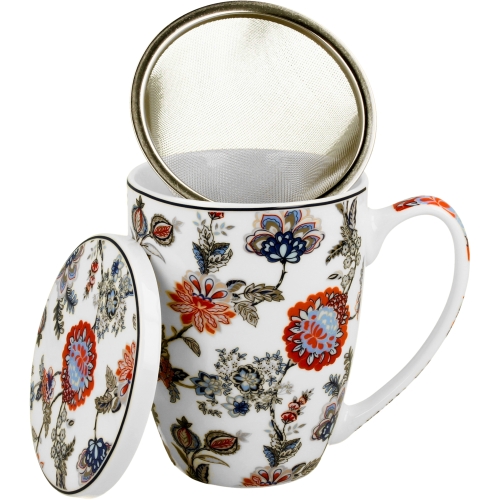 Kubek 360 ml z zaparzaczem i pokrywką do HERBATY ZIÓŁ - Ethnic SAHAT WHITE