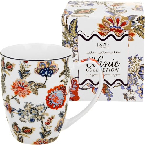 PORCELANOWY Kubek classic 360 ml do KAWY HERBATY - Ethnic SAHAT WHITE
