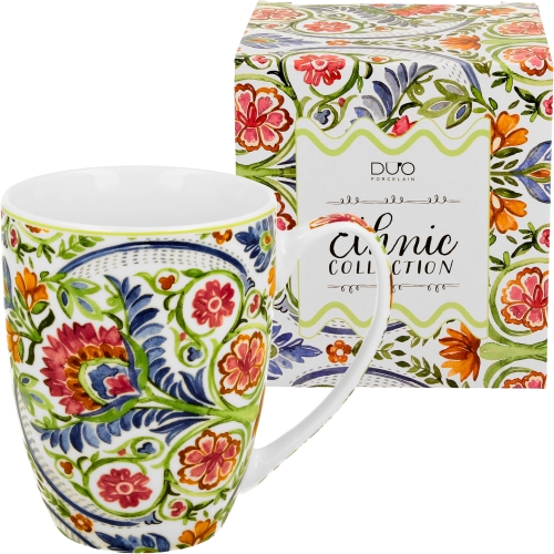 PORCELANOWY Kubek classic 360 ml do KAWY HERBATY - Ethnic MAYFLOWER