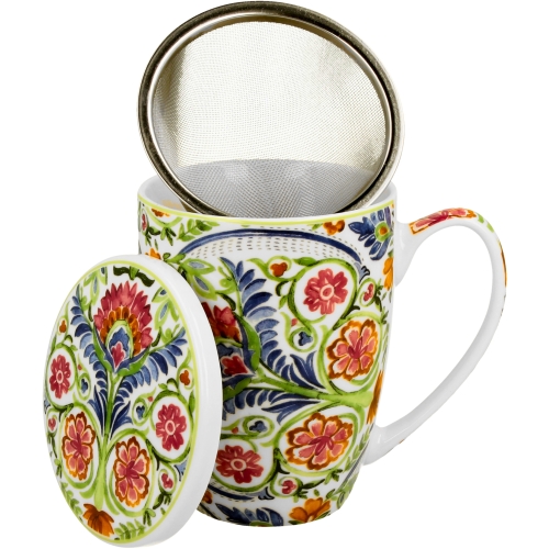 Kubek 360 ml z zaparzaczem i pokrywką do HERBATY ZIÓŁ - Ethnic MAYFLOWER