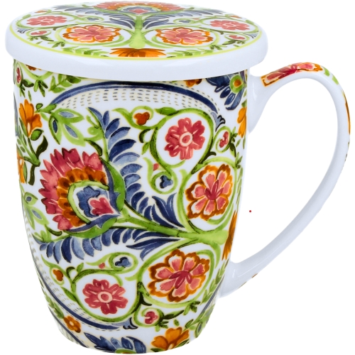 Kubek 360 ml z zaparzaczem i pokrywką do HERBATY ZIÓŁ - Ethnic MAYFLOWER
