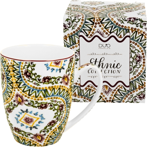 PORCELANOWY Kubek classic 360 ml do KAWY HERBATY - Ethnic ESTRELLA