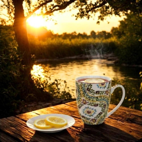 PORCELANOWY Kubek classic 360 ml do KAWY HERBATY - Ethnic ESTRELLA