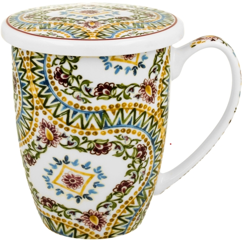 Kubek 360 ml z zaparzaczem i pokrywką do HERBATY ZIÓŁ - Ethnic ESTRELLA