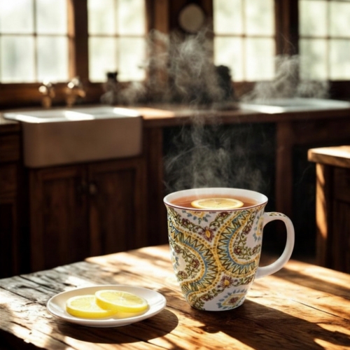 Duży PORCELANOWY Kubek 650 ml do KAWY HERBATY - Ethnic ESTRELLA