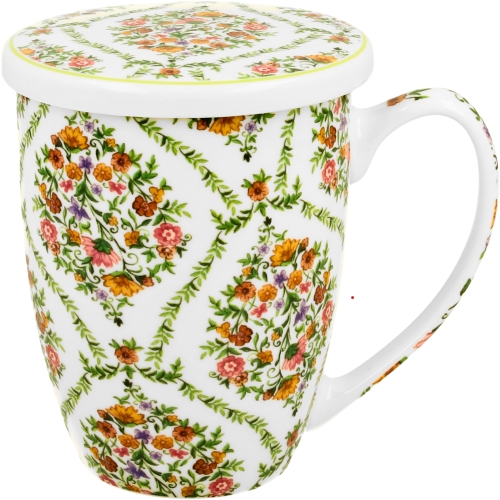 Kubek 360 ml z zaparzaczem i pokrywką do HERBATY ZIÓŁ - Ethnic FIORI