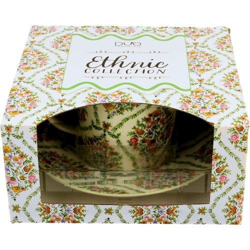 PORCELANOWA Filiżanka ze spodkiem 240 ml do KAWY HERBATY - Ethnic FIORI