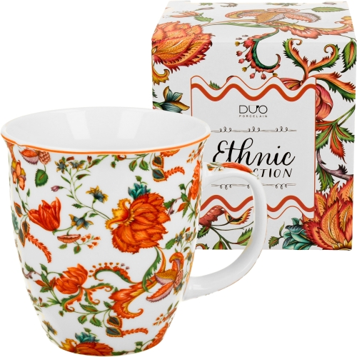 Duży PORCELANOWY Kubek 650 ml do KAWY HERBATY - Ethnic PRIMAVERA