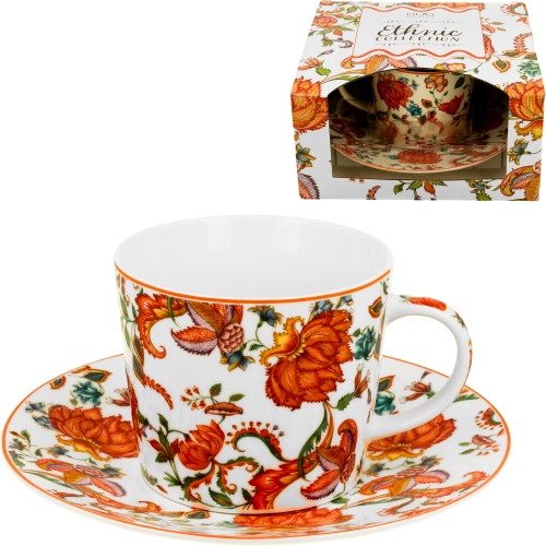 PORCELANOWA Filiżanka ze spodkiem 240 ml do KAWY HERBATY - Ethnic PRIMAVERA
