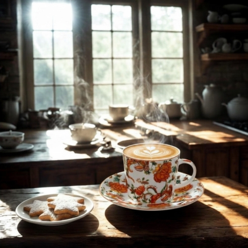 PORCELANOWA Filiżanka ze spodkiem 240 ml do KAWY HERBATY - Ethnic PRIMAVERA