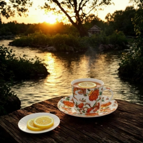 PORCELANOWA Filiżanka ze spodkiem 240 ml do KAWY HERBATY - Ethnic PRIMAVERA
