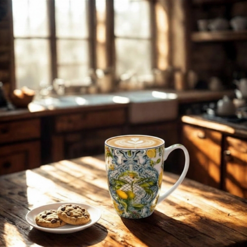 PORCELANOWY Kubek classic 360 ml do KAWY HERBATY - Ethnic SOLEDAD