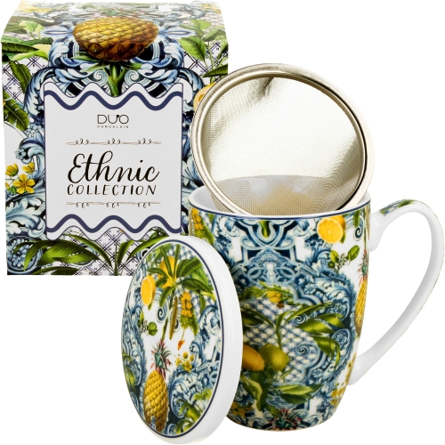 Kubek 360 ml z zaparzaczem i pokrywką do HERBATY ZIÓŁ - Ethnic SOLEDAD