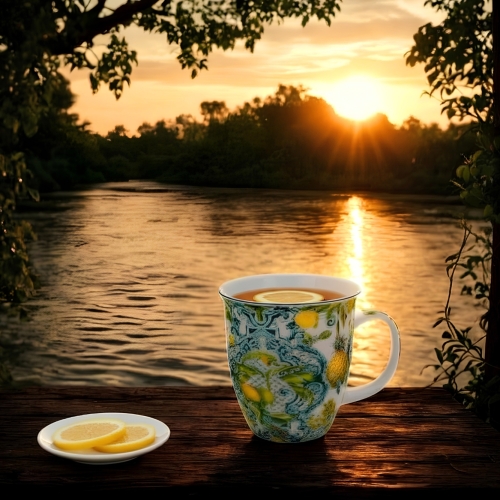 Duży PORCELANOWY Kubek 650 ml do KAWY HERBATY - Ethnic SOLEDAD