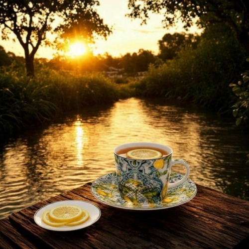 PORCELANOWA Filiżanka ze spodkiem 240 ml do KAWY HERBATY - Ethnic SOLEDAD